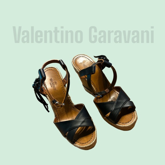 Valentino leather Fringe Wedge Espadrilles - Picture 5 of 7